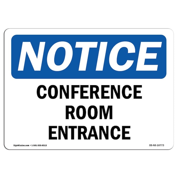 Safety Sign, OSHA Notice, 3.5" Height, Conference Room Entrance Sign, Landscape, 10PK